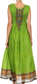 Sakkas Hoola Long Tall Full Length Tribal Printed Batik Tank Top Sleeveless Dress