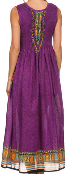 Sakkas Hoola Long Tall Full Length Tribal Printed Batik Tank Top Sleeveless Dress