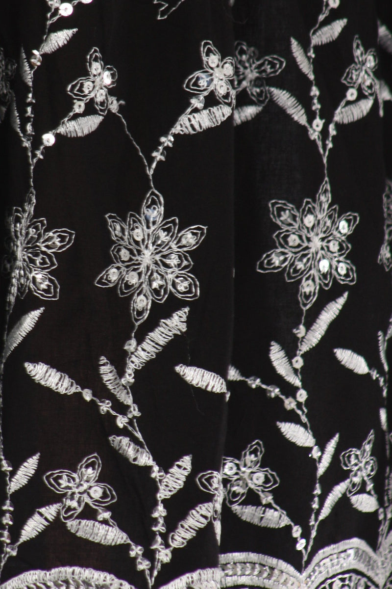 Sakkas Sequin Embroidered Smocked Bodice Knee Length Dress_