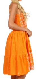 Sakkas Sequin Embroidered Smocked Bodice Knee Length Dress