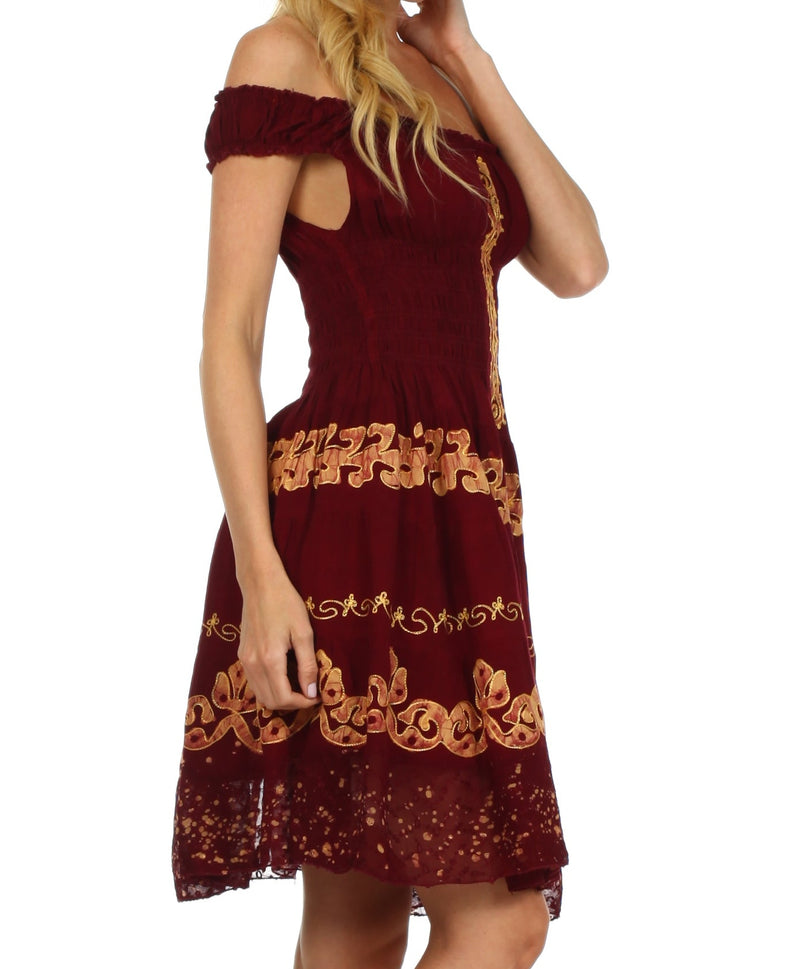 Sakkas Isabella Gypsy Boho Renaissance Batik Dress