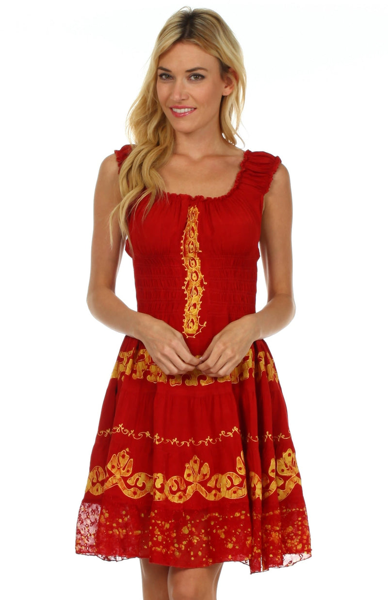 Sakkas Isabella Gypsy Boho Renaissance Batik Dress