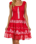 Sakkas Isabella Gypsy Boho Renaissance Batik Dress#color_Red / White
