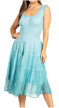 Sakkas Womens Mid Length Spring Maiden Ombre Peasant Dress#color_Aqua