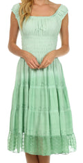 Sakkas Spring Maiden Ombre Peasant Dress#color_SageGreen