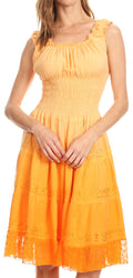Sakkas Spring Maiden Ombre Peasant Dress#color_Tangerine