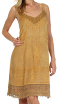Sakkas Ramita Embroidered Rayon Dress#color_Camel
