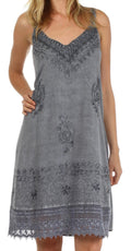 Sakkas Ramita Embroidered Rayon Dress#color_Charcoal