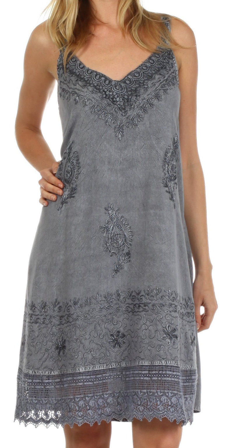 Sakkas Ramita Embroidered Rayon Dress