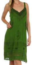 Sakkas Ramita Embroidered Rayon Dress#color_Green