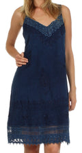 Sakkas Ramita Embroidered Rayon Dress#color_Navy