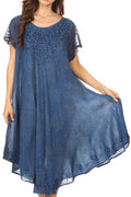 Sakkas Michiko Stonewashed Caftan Dress / Cover Up#color_Blue