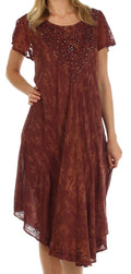 Sakkas Michiko Stonewashed Caftan Dress / Cover Up#color_Brown
