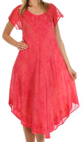 Sakkas Michiko Stonewashed Caftan Dress / Cover Up#color_Raspberry