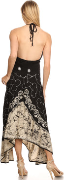 Sakkas Serenity Embroidered Batik Halter Dress