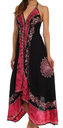Sakkas Serenity Embroidered Batik Halter Dress