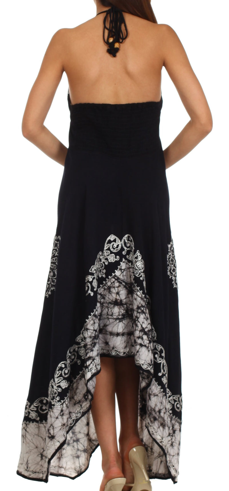 Sakkas Serenity Embroidered Batik Halter Dress