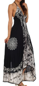 Sakkas Serenity Embroidered Batik Halter Dress
