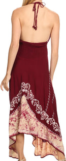 Sakkas Serenity Embroidered Batik Halter Dress