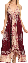 Sakkas Serenity Embroidered Batik Halter Dress#color_Chocolate/Cream