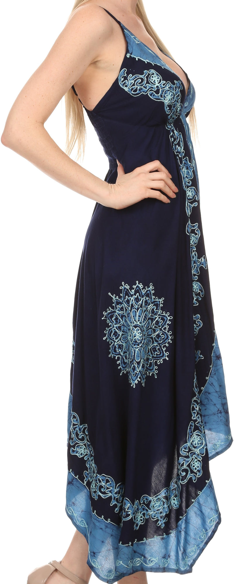 Sakkas Serenity Embroidered Batik Halter Dress