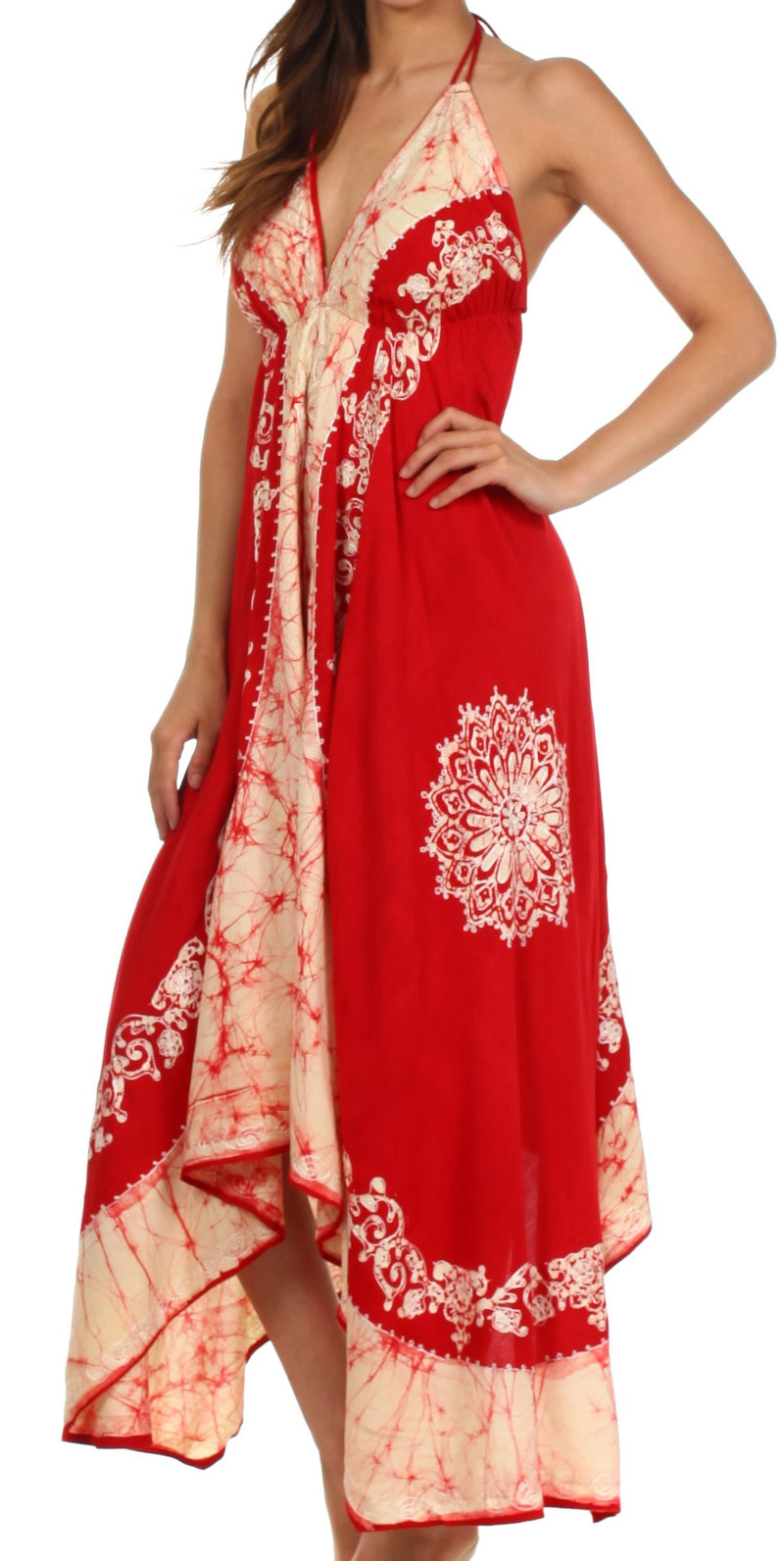 Sakkas Serenity Embroidered Batik Halter Dress
