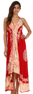 Sakkas Serenity Embroidered Batik Halter Dress