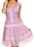 Olivia Gypsy Boho Peasant Batik Dress#color_Lavender