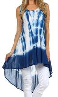 Sakkas Star Dancer Caftan Tank Hi Lo Dress / Cover Up#color_Navy