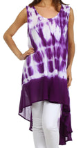 Sakkas Star Dancer Caftan Tank Hi Lo Dress / Cover Up#color_Purple