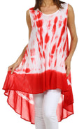 Sakkas Star Dancer Caftan Tank Hi Lo Dress / Cover Up#color_Red