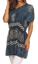 Sakkas Callie Batik Sequin Embroidered Elastic Dress / Cover Up