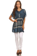 Sakkas Callie Batik Sequin Embroidered Elastic Dress / Cover Up