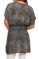 Sakkas Callie Batik Sequin Embroidered Elastic Dress / Cover Up