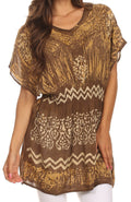 Sakkas Callie Batik Sequin Embroidered Elastic Dress / Cover Up#color_Mustard