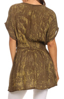 Sakkas Callie Batik Sequin Embroidered Elastic Dress / Cover Up