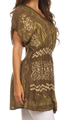 Sakkas Callie Batik Sequin Embroidered Elastic Dress / Cover Up