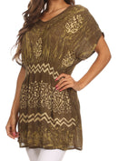 Sakkas Callie Batik Sequin Embroidered Elastic Dress / Cover Up
