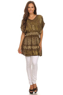 Sakkas Callie Batik Sequin Embroidered Elastic Dress / Cover Up