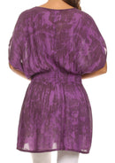 Sakkas Callie Batik Sequin Embroidered Elastic Dress / Cover Up