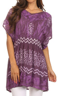 Sakkas Callie Batik Sequin Embroidered Elastic Dress / Cover Up#color_Purple