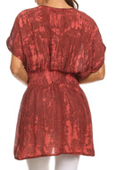 Sakkas Callie Batik Sequin Embroidered Elastic Dress / Cover Up