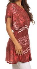 Sakkas Callie Batik Sequin Embroidered Elastic Dress / Cover Up