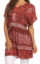 Sakkas Callie Batik Sequin Embroidered Elastic Dress / Cover Up