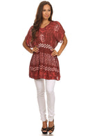 Sakkas Callie Batik Sequin Embroidered Elastic Dress / Cover Up