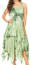 Sakkas Annabella Corset Bodice Handkerchief Hem Dress#Color_Green
