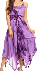 Sakkas Annabella Corset Bodice Handkerchief Hem Dress#Color_Purple