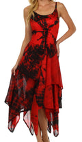 Sakkas Annabella Corset Bodice Handkerchief Hem Dress#Color_Red/Black