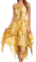 Sakkas Annabella Corset Bodice Handkerchief Hem Dress#Color_Tan