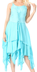 Sakkas Lady Mary Jacquard Corset Style Bodice Lightweight Handkerchief Hem Dress